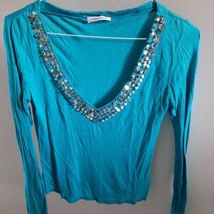 Nirvana Top Medium LowCut Sexy V Neck Blue